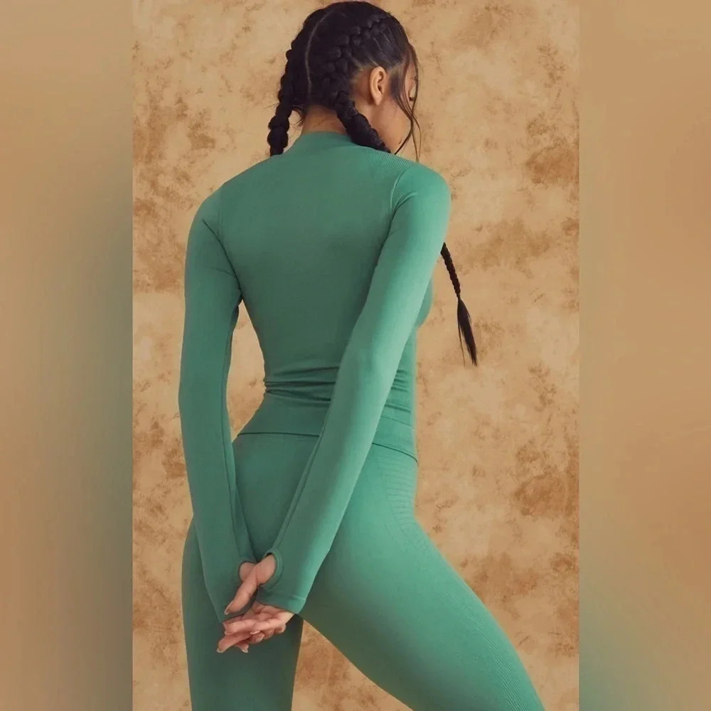 Green Seamless‎ Rib Detail Running Jacket Small - Picture 4 of 5